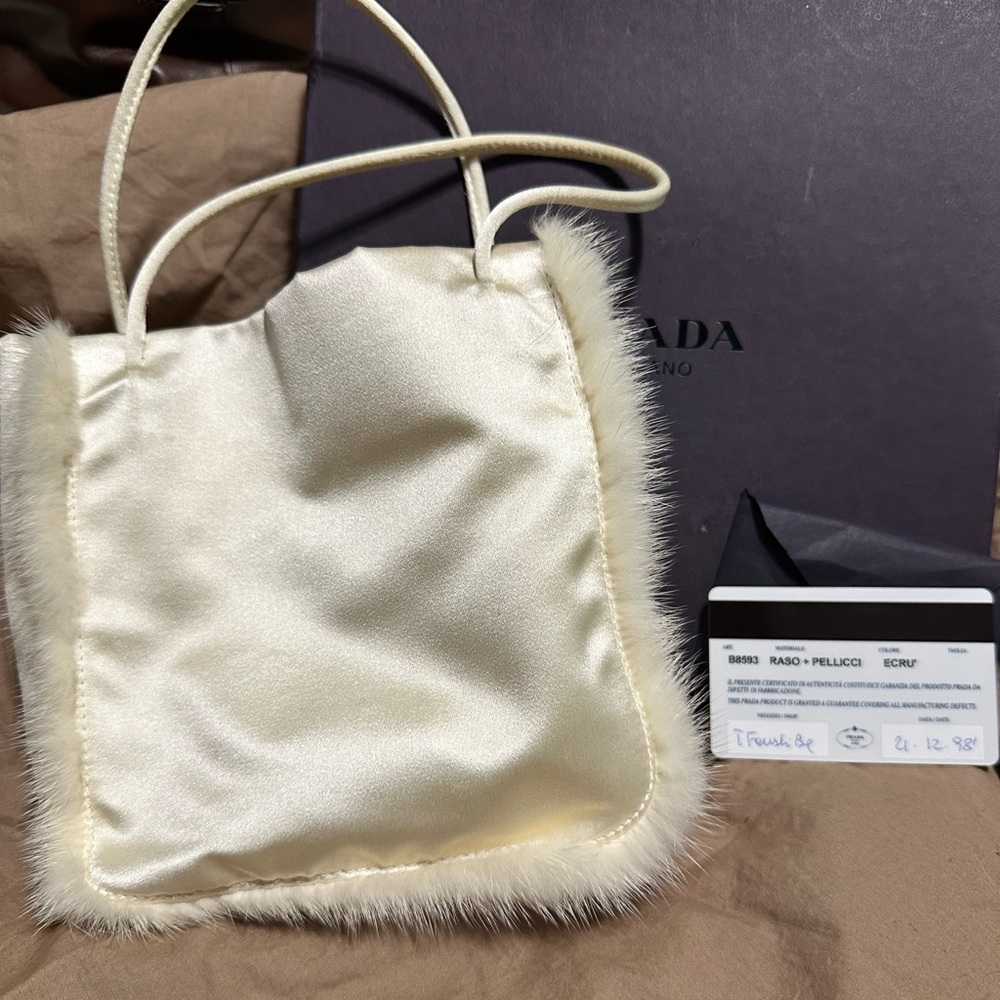 Prada mink trimmed raso evening bag 98’